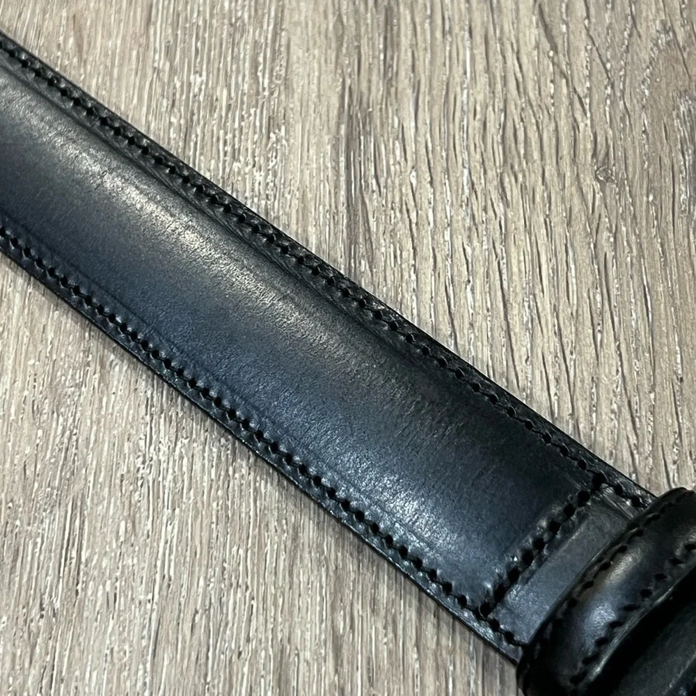 Joseph Turner Made in England XL 38W Genuine Leather Black Belt Silver Buckle
